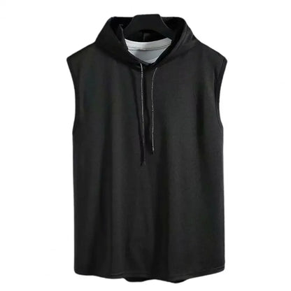 Summer Muscle Hoodie Vest Sleeveless Bodybuilding Ice Silk Gym Workout Fitness Shirt High Quality Vest Hip Hop Sweatshirt Tops