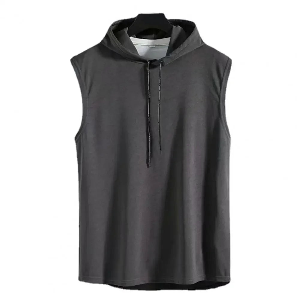 Summer Muscle Hoodie Vest Sleeveless Bodybuilding Ice Silk Gym Workout Fitness Shirt High Quality Vest Hip Hop Sweatshirt Tops