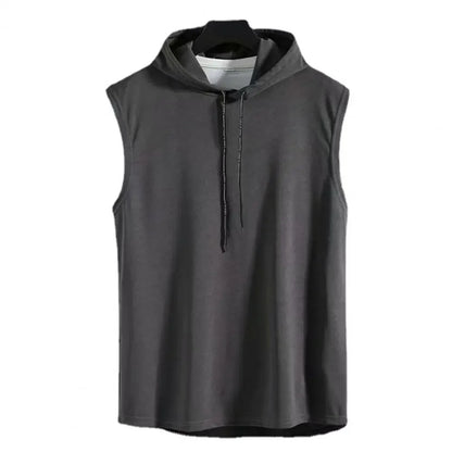 Summer Muscle Hoodie Vest Sleeveless Bodybuilding Ice Silk Gym Workout Fitness Shirt High Quality Vest Hip Hop Sweatshirt Tops