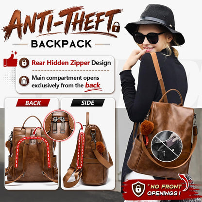 Women Backpack Purse PU Leather Anti-Theft Casual Shoulder Bag Fashion Ladies Satchel Bags
