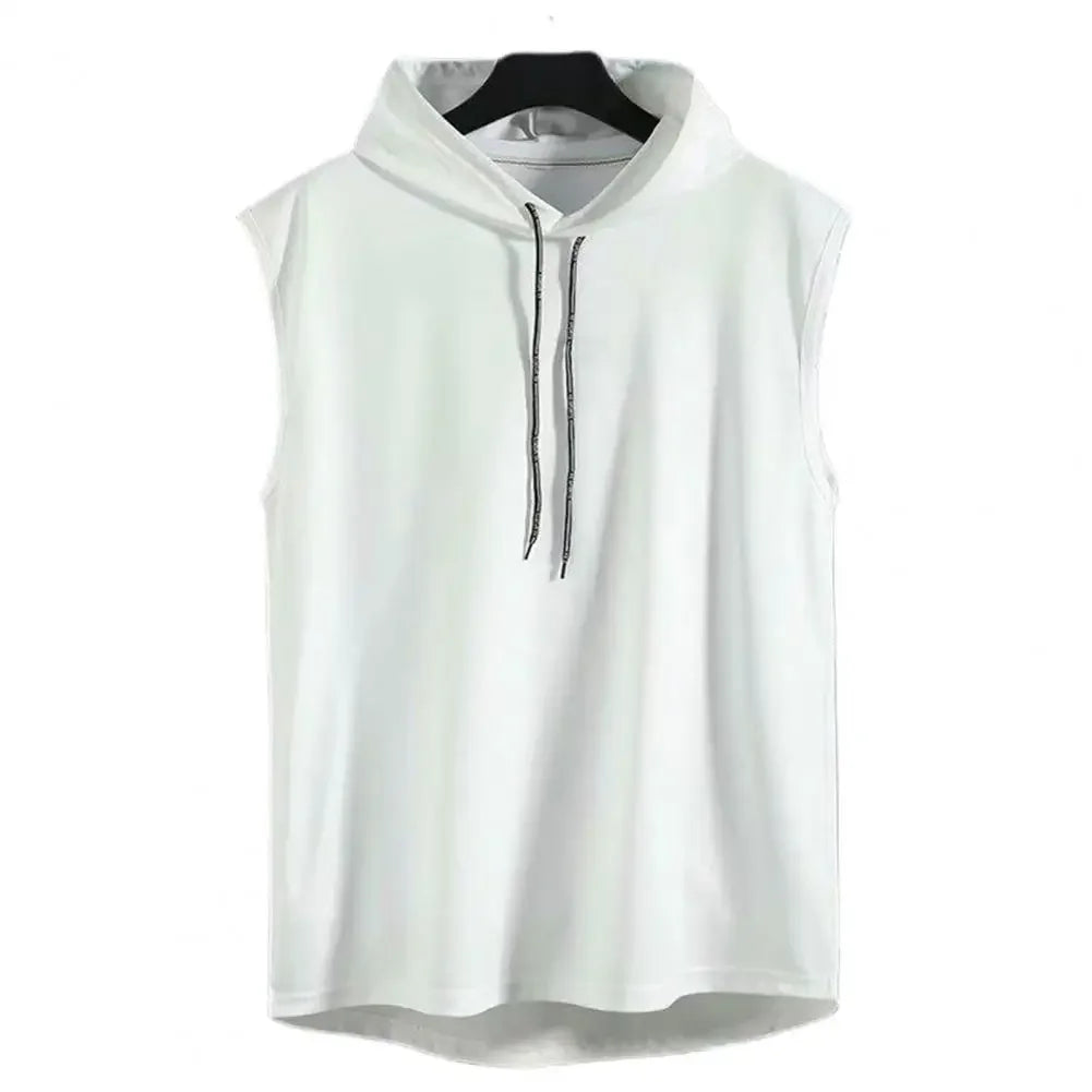 Summer Muscle Hoodie Vest Sleeveless Bodybuilding Ice Silk Gym Workout Fitness Shirt High Quality Vest Hip Hop Sweatshirt Tops